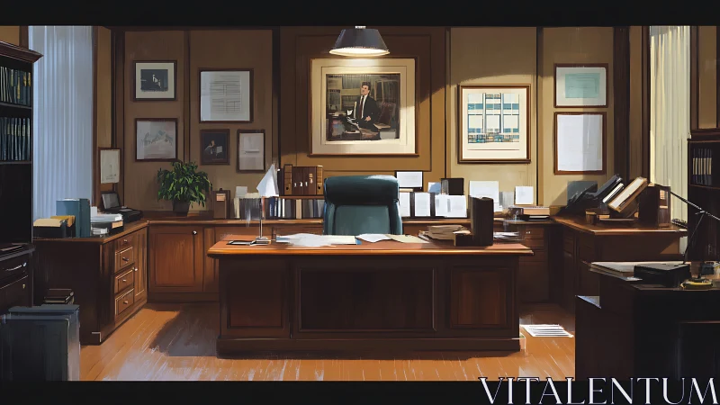 Sunlit executive office humming with quiet ambition.