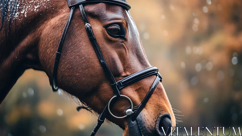 Chestnut horse portrait captures quiet grace in soft autumn light