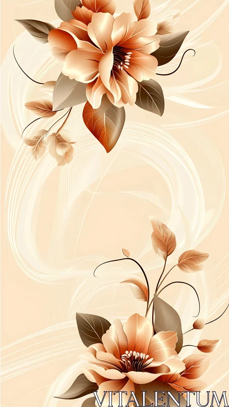 Elegant Flowers in Warm Peachy Tones Floating Gracefully