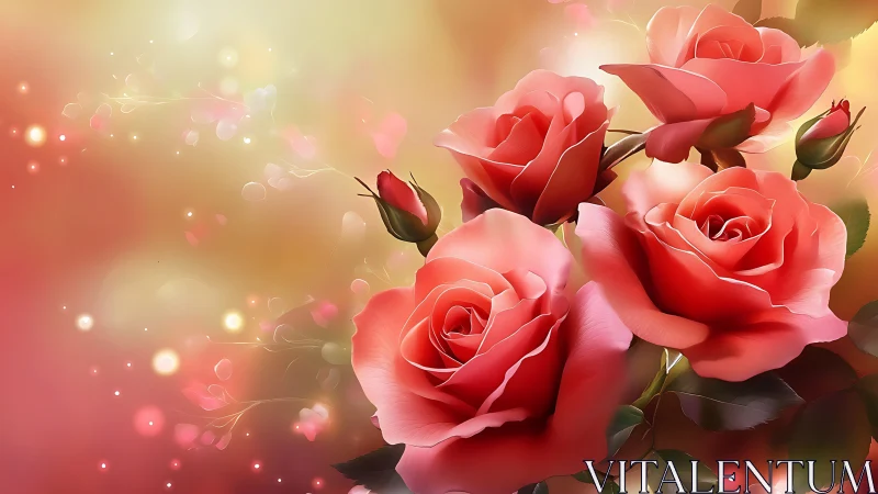 Crimson Roses Bloom Into Luminous Splendor