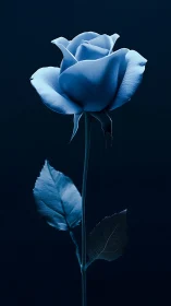 Blue Rose in Darkness: Ethereal Elegance Against Deep Navy