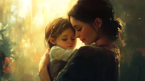 Soft morning embrace captures a tender parent child moment