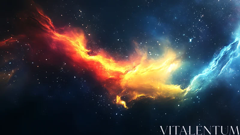 Chromatic stellar plume as tri-band nebular energy stream.