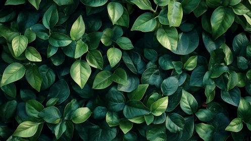 Lush green foliage texture with deep shadowed layering.