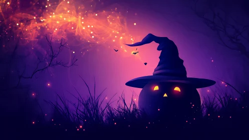 Nocturnal jack-o-lantern topology under spectral witchfire glow.
