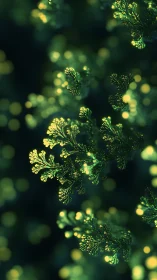 Glowing forest fractals drifting through soft green night.