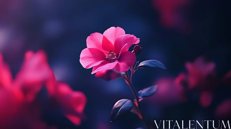 Luminous Crimson Blossom Pierces the Twilight Veil