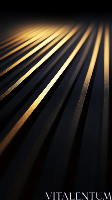 Grazing light across parallel metallic ridges defines abstract depth