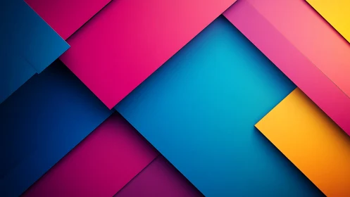 Layered neon panels in geometric abstract composition.