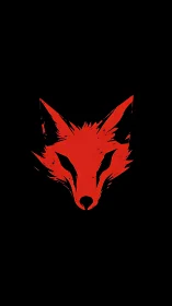 Bold crimson fox emblem glowing against deep black night.