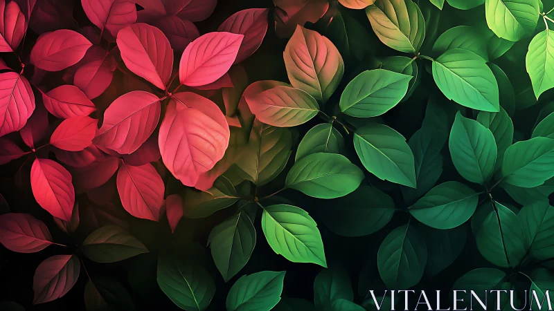 Digital foliage gradient with dual-toned opposing leaf arrays.
