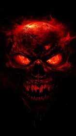 Incandescent demonic skull rendered as infernal light field.