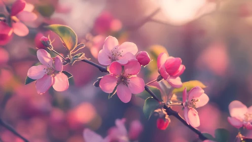 Pink Blossom Dance: Spring's Golden Hour Ballet
