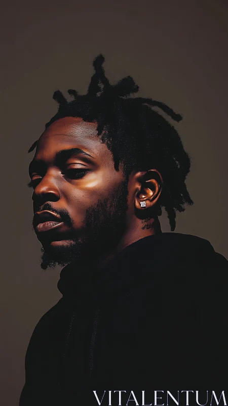 Calm strength glows in a moody portrait with rich shadows