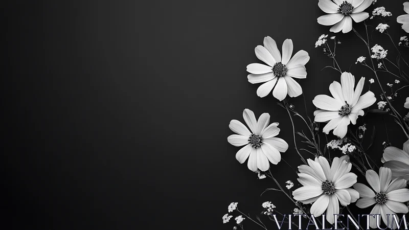 Black and White Floral Arrangement with Daisy Blooms.