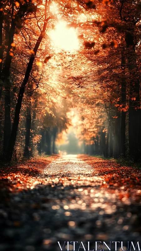 Golden Path Through Autumn Light.