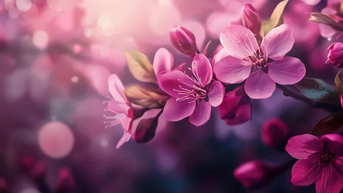 Pink Blossoms with Bokeh Background.