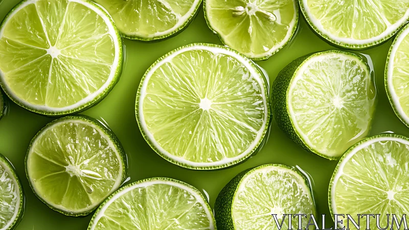 Glowing lime slices float in vivid green citrus freshness