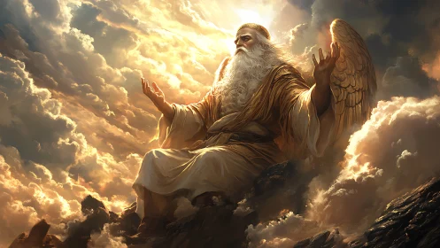 Ancient sky monarch gestures calm into the roaring clouds