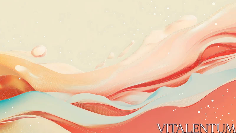 Pastel fluid waves swirl across abstract dreamscape horizon.