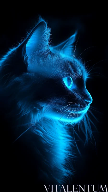 Luminescent Feline Portrait with Neon Glow Effect.