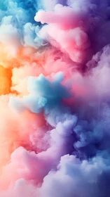 Billowing neon clouds drift in a luminous abstract sky