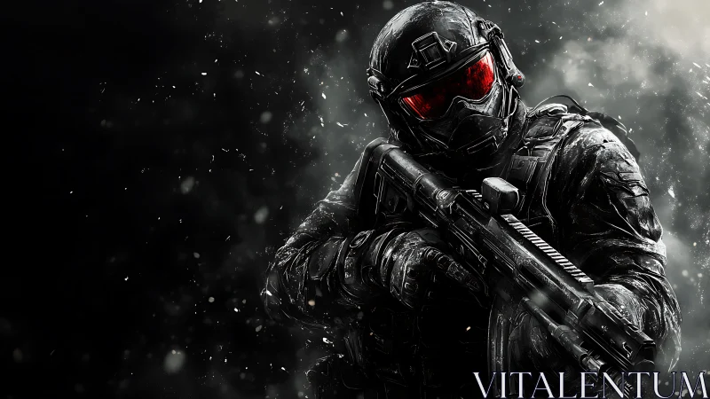 Crimson Visor Vanguard in a Storm of Digital Gunmetal.