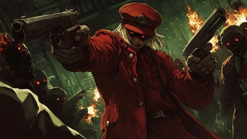 Ballistic vampire gunner in infernal corridor firefight.