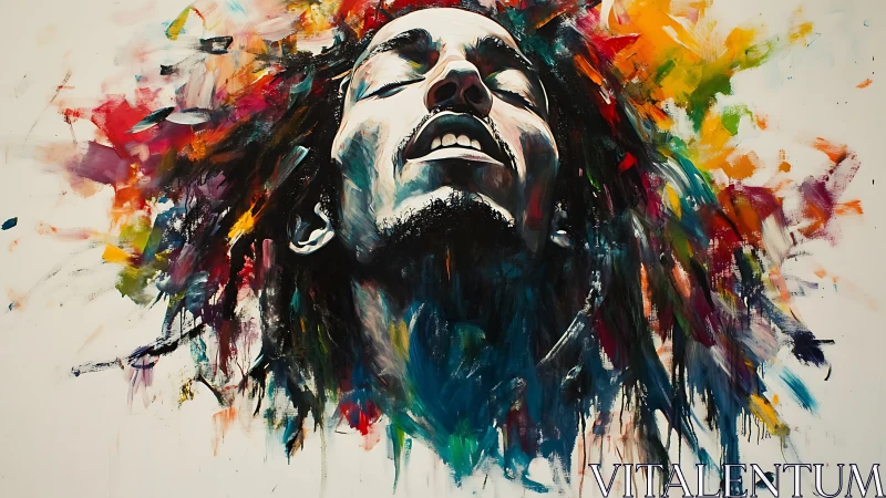 Expressive portrait head rendered in high-contrast impasto color field