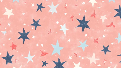 Retro star pattern over soft pastel coral background.