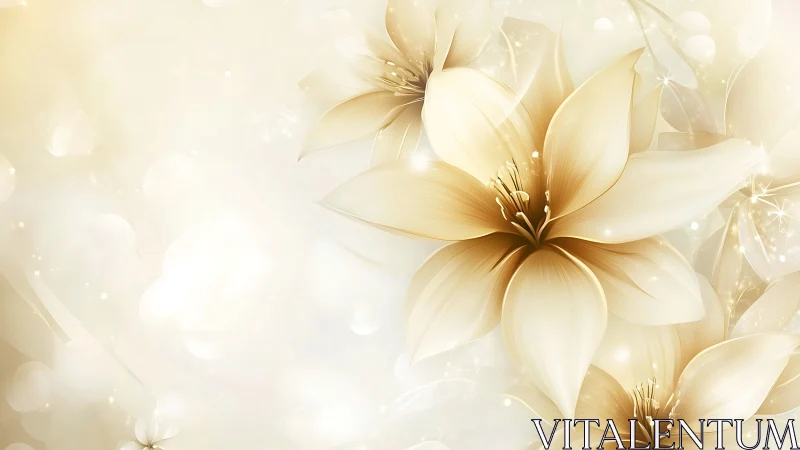 Elegant Cream Flowers Blooming in Soft Golden Light