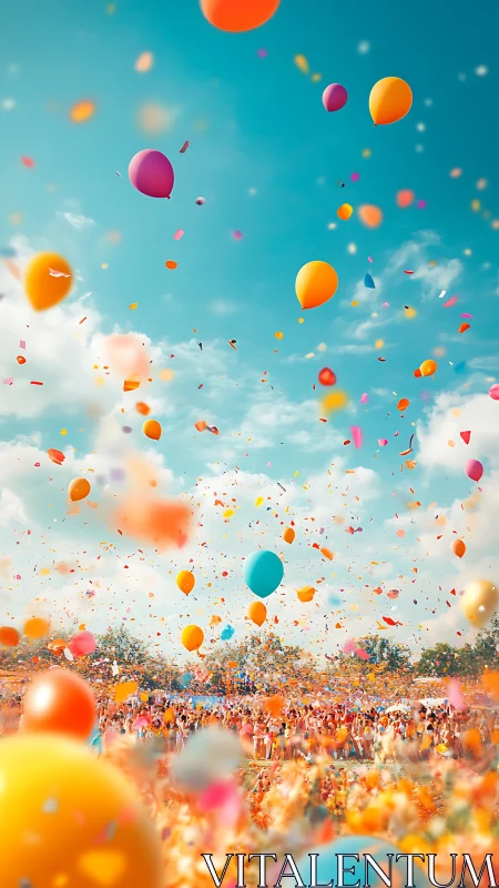Massive Aerial Balloon Release Over Crowded Festival Ground