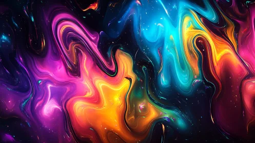 Chromatic nebula flows with high-saturation fluid light gradients