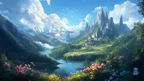 Sky-kissed valley kingdom and river of wandering daydreams.