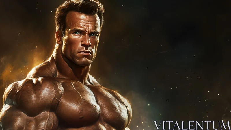 Titan of iron sinew rises in molten cinematic spotlight.