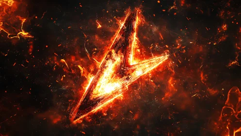 Incandescent Lightning Bolt Symbol in Particle Field