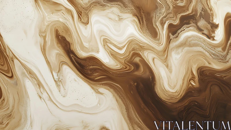 Beige and brown fluid marble abstraction in swirling motion.
