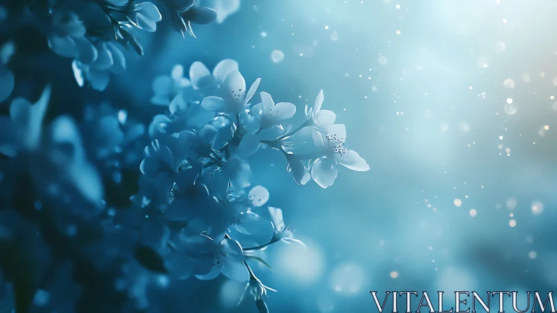 Luminescent petals dance through ethereal mist and light