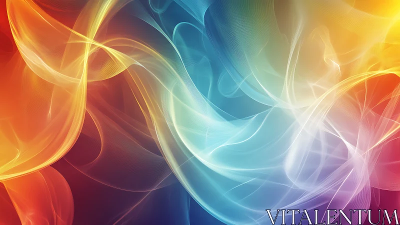 Colorful light waves flow across a vibrant abstract space