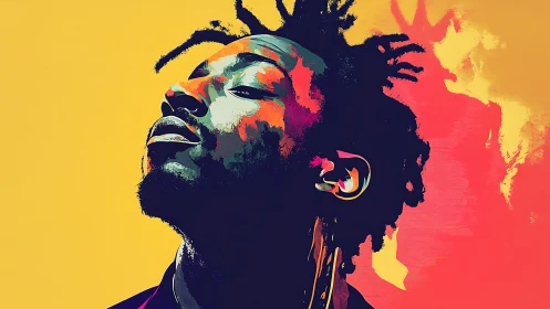 Portrait of a confident man drenched in bold neon colors.