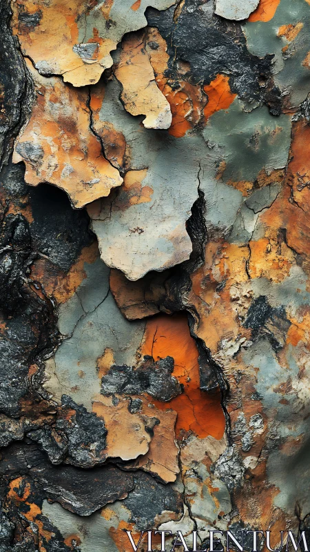 Textured tree bark abstraction with layered earthy tones.