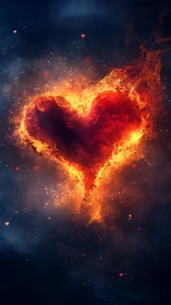 Fiery Heart Ignites Against Dark Cosmic Backdrop