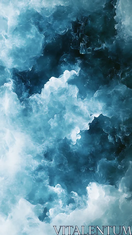 Celestial blue nebula swirling through icy dream clouds.