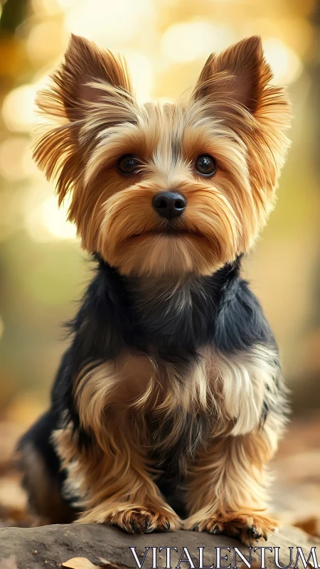 High-detail Yorkshire terrier portrait with shallow depth of field