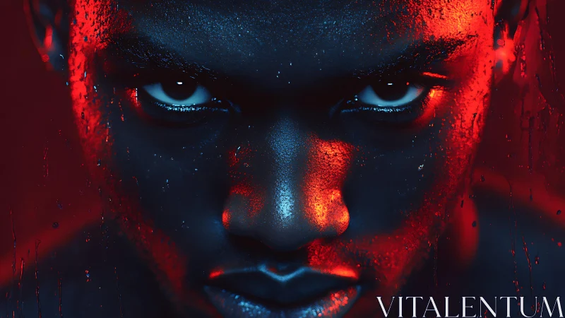 Electric glow portrait with bold stare and neon tension.