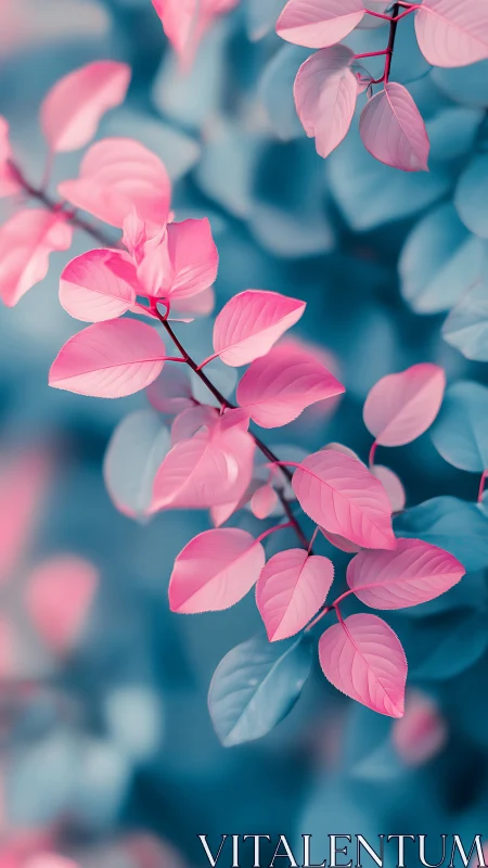 Dreamy pink foliage glows softly against cool teal bokeh