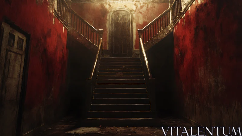 Staircase of rusted whispers climbs toward a sealed secret door