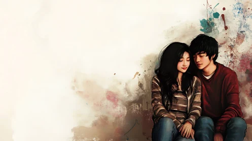 Two Souls in Soft Reverie: A Painted Moment of Connected Intimacy.