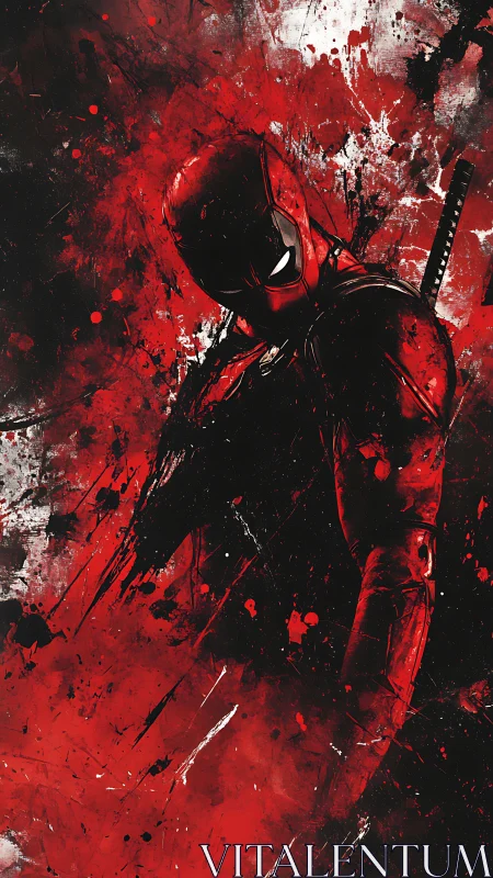 Crimson-splashed masked rogue in a storm of bold chaos.