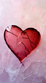 Fractured Crimson Heart Defies Softness Against Tender Backdrop